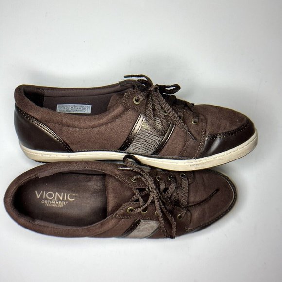 Vionic By Orthohrel technology dark brown walking sneakers, size 9 Preowned - Picture 4 of 7